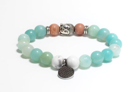 Howlit und Mondstein Frauen-Armbänder mit Mantra-Perle