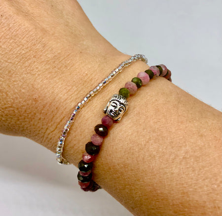 Lava-Stein und Rosenquarz Frauen-Armband